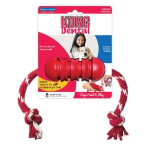 קונג דנטל צעצוע לכלב לניקוי שיניים + חבל אקסטרים - kong